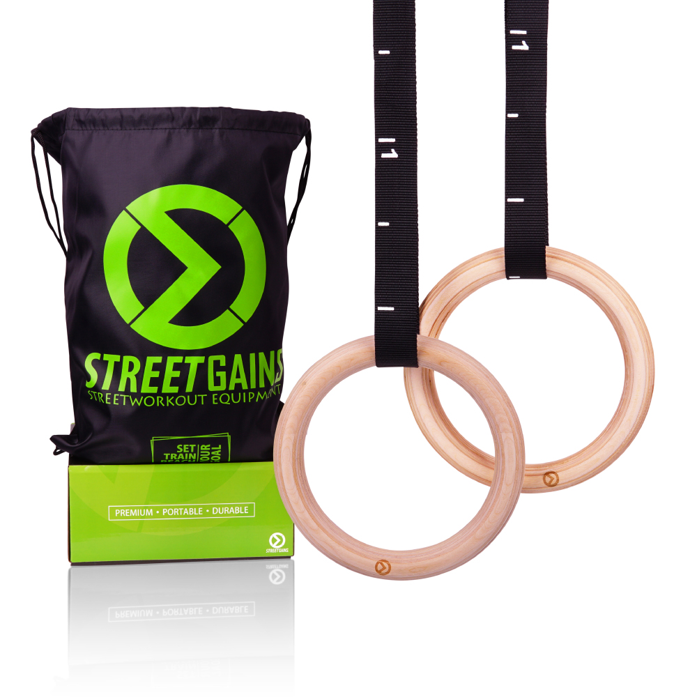 Houten Turn Gym Ringen 32MM - Inclusief Verstelbare Straps en Draagtas | StreetGains®