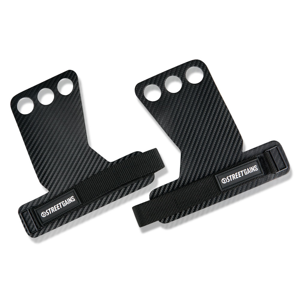 StreetGains® Carbon Fiber Palm Grips Maat M - Handbeschermers voor Calisthenics, Crossfit & Fitness - Verstelbare Grip Pads voor Optimale Steun & Bescherming